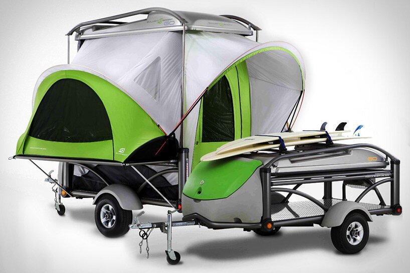 une tente-campeur légère et tractable qui peut accueillir jusqu'à quatre personnes